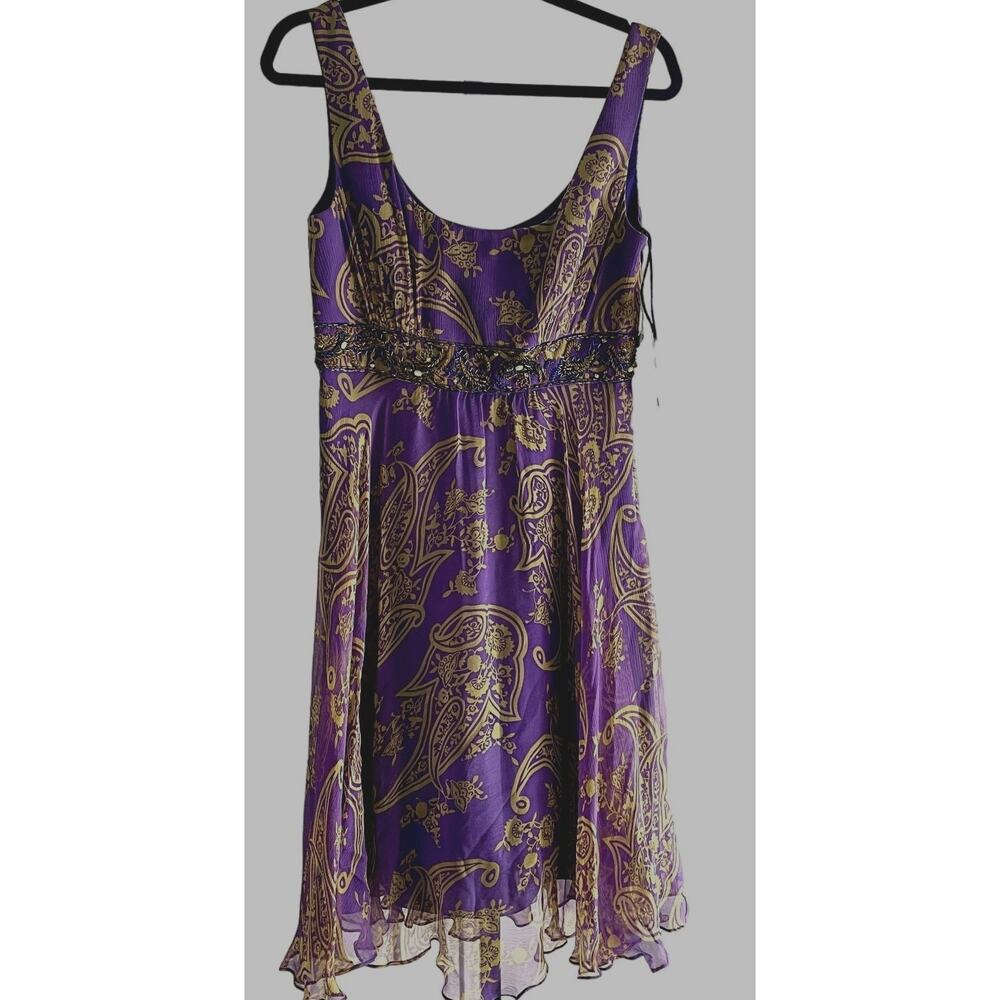 Victoria Royal Silk Beaded Cocktail Dress Size 8 NWT